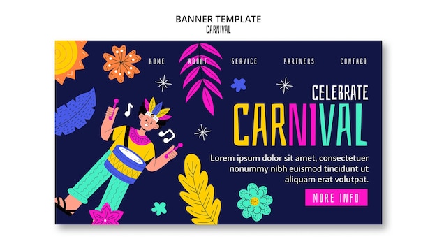 PSD gratuit modèle de page d'accueil de la célébration du carnaval