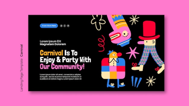 Modèle de page d'accueil de la célébration du carnaval