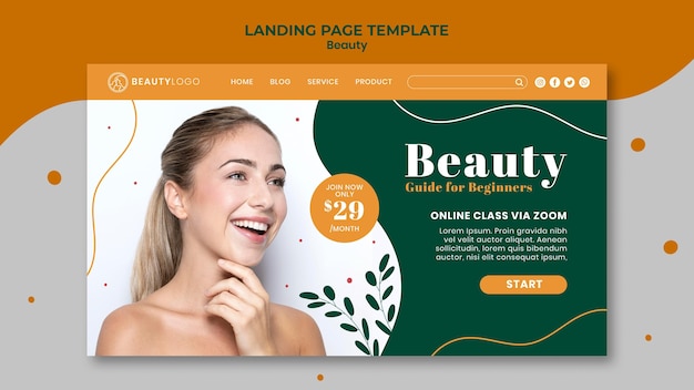 PSD gratuit modèle de page d'accueil de concept de beauté