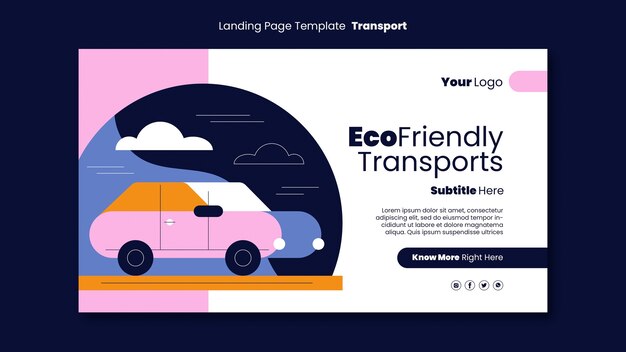 Modèle de page d'accueil de conception plate pour le transport écologique