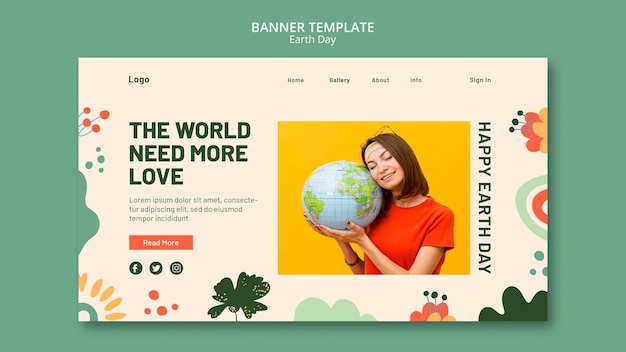 PSD gratuit modèle de page d'accueil du jour de la terre plate