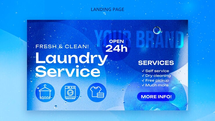 PSD gratuit modèle de page d'accueil du service de blanchisserie