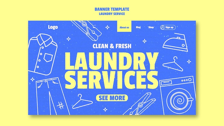 PSD gratuit modèle de page d'accueil du service de blanchisserie