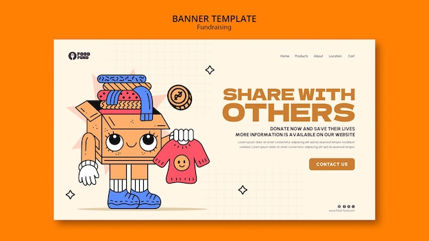 PSD gratuit modèle de page d'accueil de l'événement de collecte de fonds