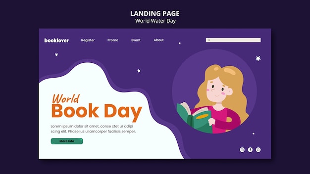 PSD gratuit modèle de page d'accueil de la journée mondiale du livre