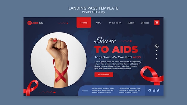 PSD gratuit modèle de page d'accueil de la journée mondiale du sida