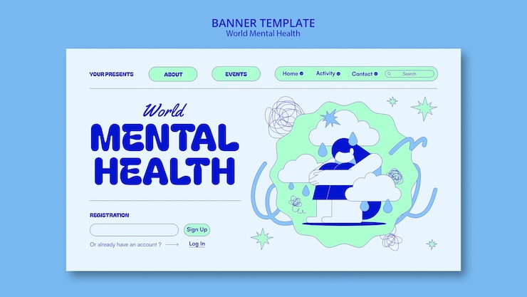 PSD gratuit modèle de page d'accueil de la journée mondiale de la santé mentale