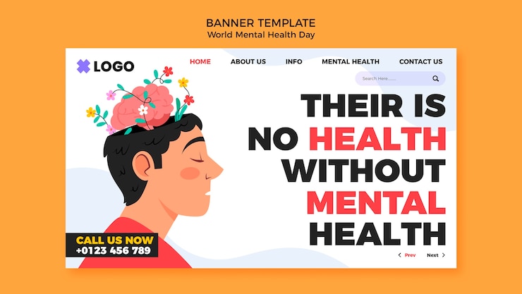 PSD gratuit modèle de page d'accueil de la journée mondiale de la santé mentale