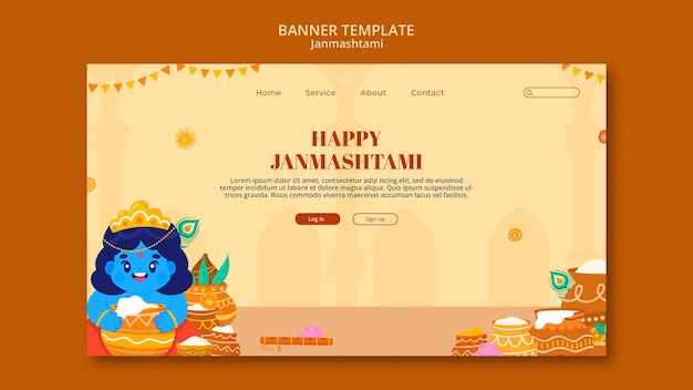 Modèle De Page D'accueil Pour La Célébration Du Janmashtami