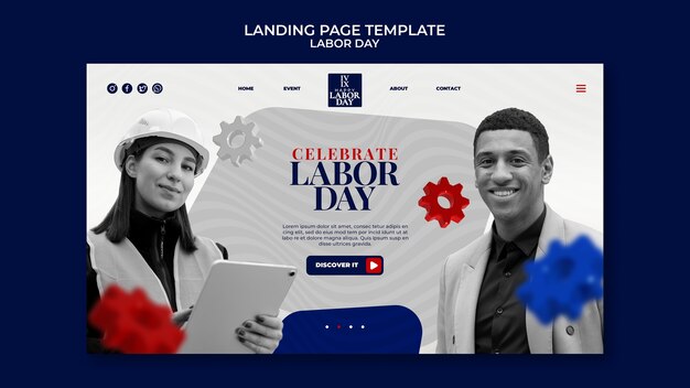 Modèle de page d'accueil pour la célébration de la fête du Travail
