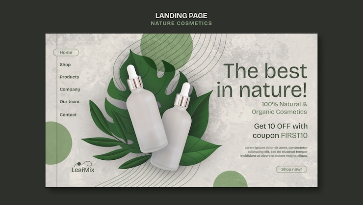 PSD gratuit modèle de page d'accueil pour les cosmétiques naturels