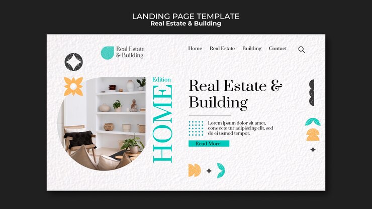 PSD gratuit modèle de page d'accueil pour l'immobilier de conception plate