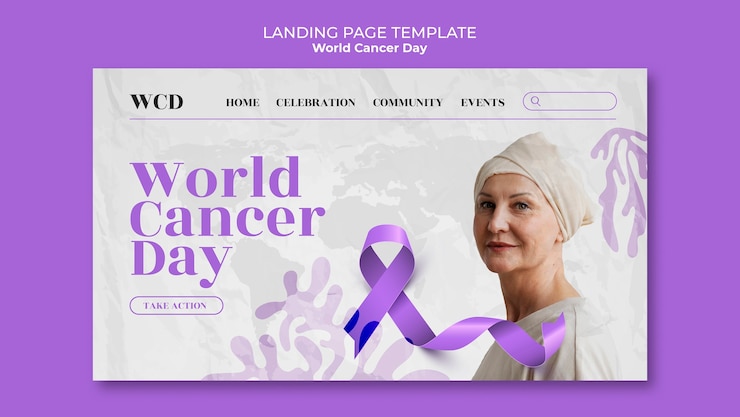 PSD gratuit modèle de page d'accueil pour la journée mondiale du cancer