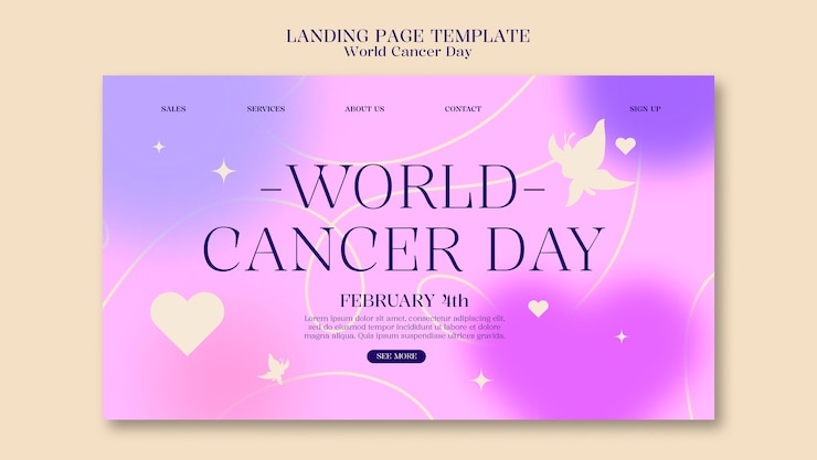 PSD gratuit modèle de page d'accueil pour la journée mondiale du cancer