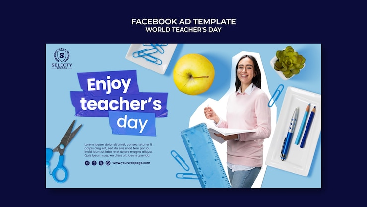 PSD gratuit modèle de page d'accueil pour la journée mondiale des enseignants