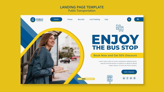 Modèle de page d'accueil pour les transports en commun