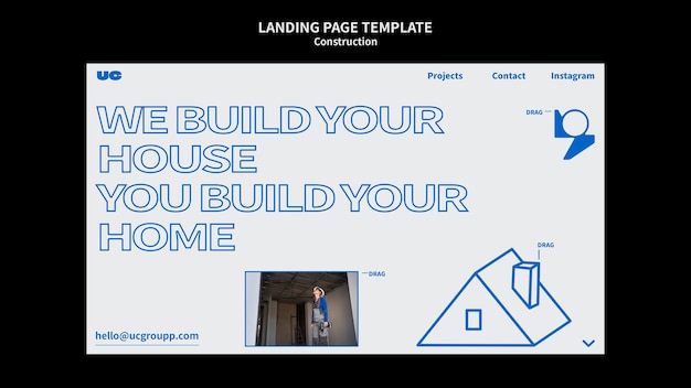 PSD gratuit modèle de page d'accueil de projet de construction