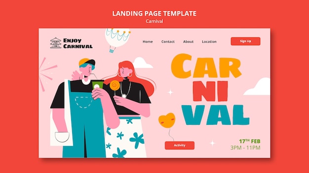 PSD gratuit modèle de page d'arrivée d'un événement de carnaval