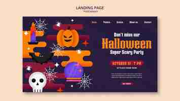 PSD gratuit modèle de page d'atterrissage design plat halloween