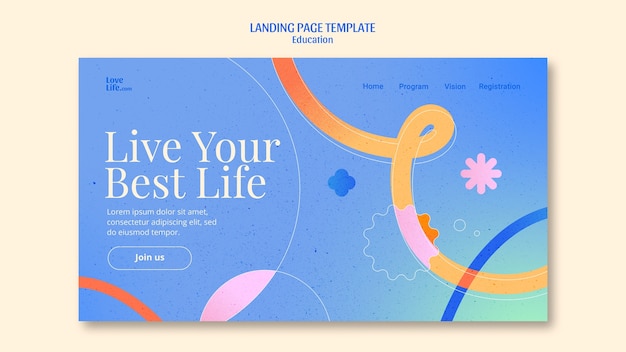 PSD gratuit modèle de page d'atterrissage du concept d'éducation en gradient.