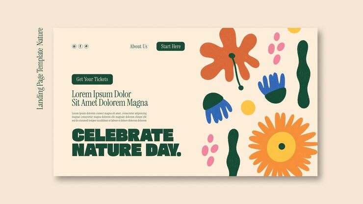 PSD gratuit modèle de page d'atterrissage du concept de nature à la conception plate