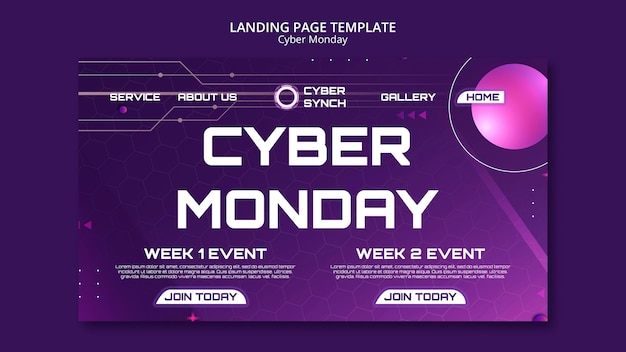 Modèle de page d'atterrissage du cyber lundi