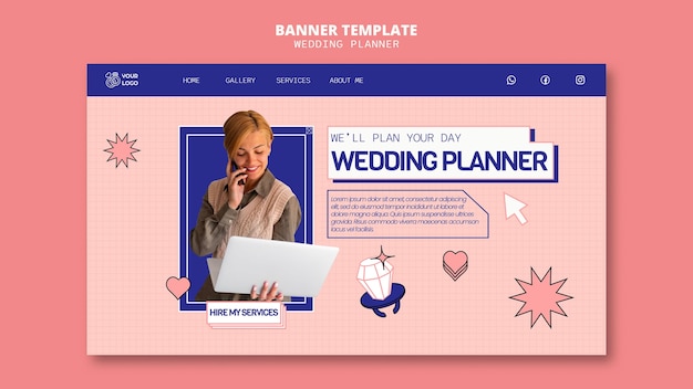 PSD gratuit modèle de page d'atterrissage du planificateur de mariage
