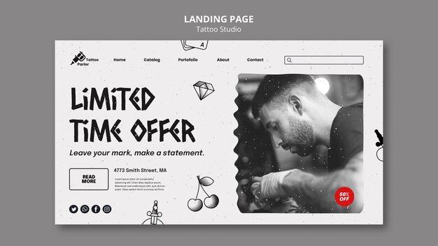 Modèle de page d'atterrissage du studio de tatouage