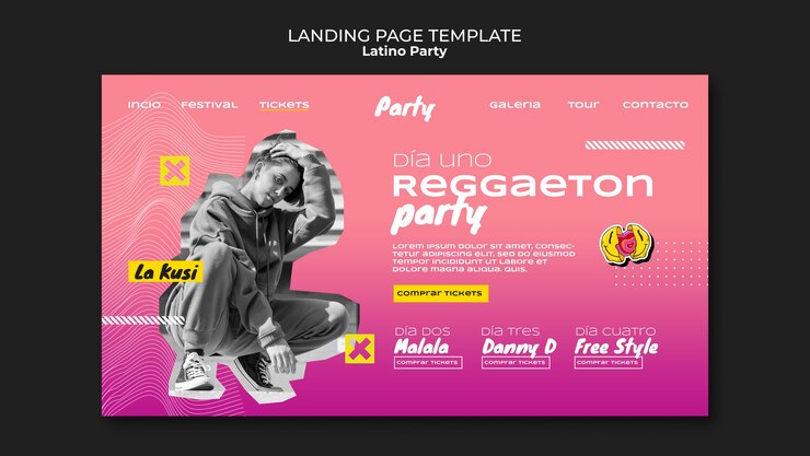 PSD gratuit modèle de page d'atterrissage de fête latine