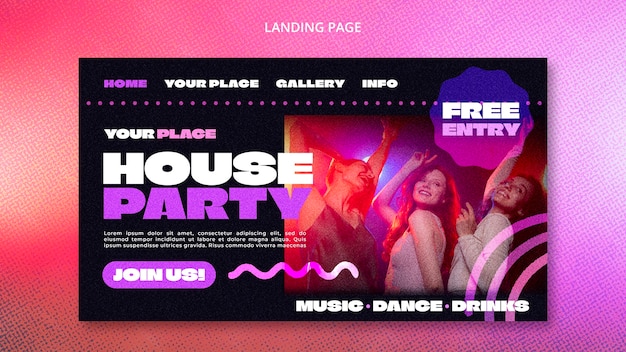 modèle de page d'atterrissage de la fête à la maison