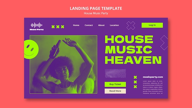 PSD gratuit modèle de page d'atterrissage de la fête de la musique house