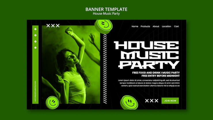 PSD gratuit modèle de page d'atterrissage de la fête de la musique house
