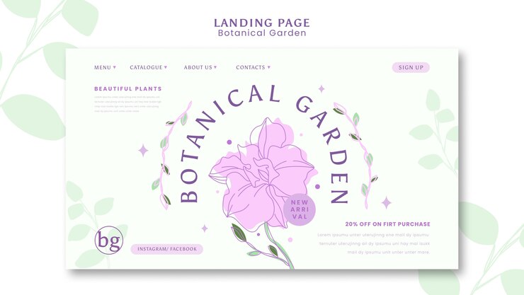 PSD gratuit modèle de page d'atterrissage jardin botanique