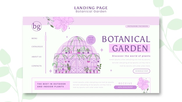 PSD gratuit modèle de page d'atterrissage jardin botanique