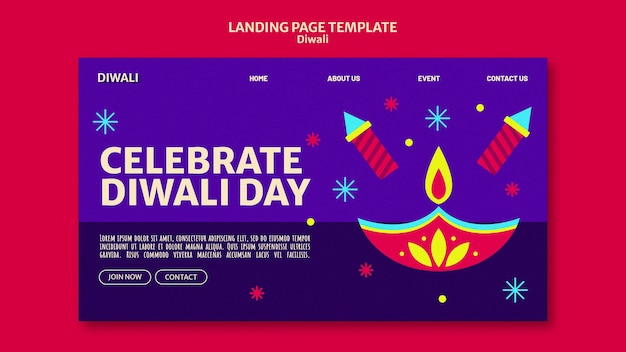 Modèle de page d'atterrissage pour la célébration de Diwali