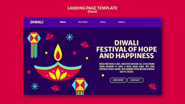 Modèle de page d'atterrissage pour la célébration de Diwali