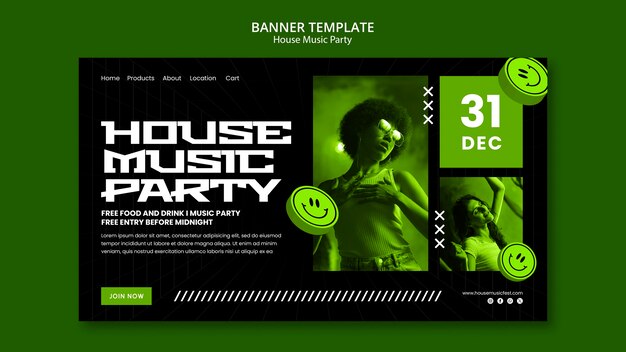 Modèle de page d'atterrissage pour une fête de musique house