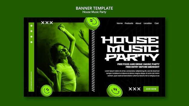 Modèle de page d'atterrissage pour une fête de musique house