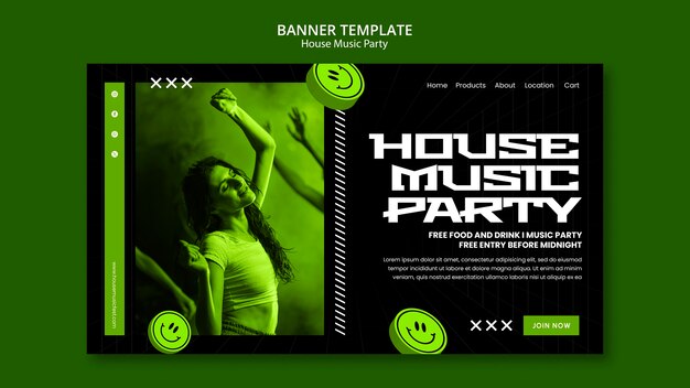 Modèle de page d'atterrissage pour une fête de musique house
