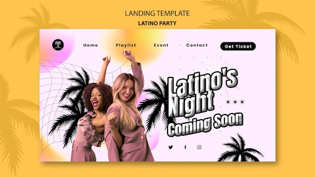 Modèle de page d'atterrissage pour une fête à thème latino tropical