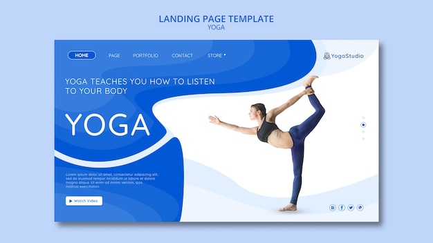 PSD gratuit modèle de page d'atterrissage pour le yoga fitness