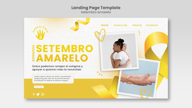 PSD gratuit modèle de page d'atterrissage de setembro amarelo