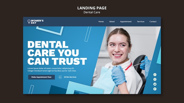 PSD gratuit modèle de page de chargement de soins dentaires design plat