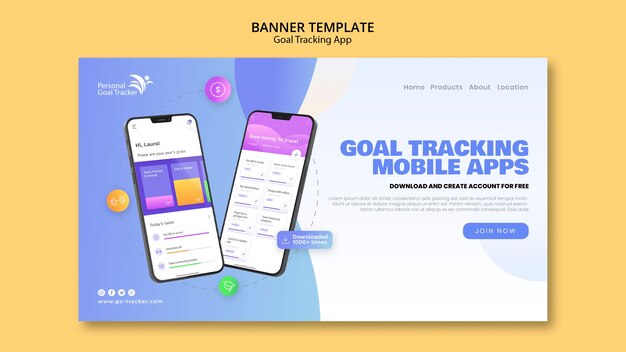 Modèle de page de destination de l'application de suivi des objectifs