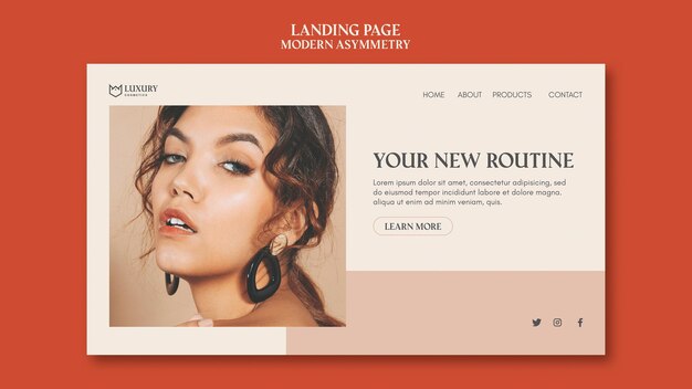 Modèle de page de destination d'asymétrie moderne
