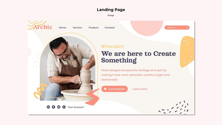PSD gratuit modèle de page de destination d'atelier d'art