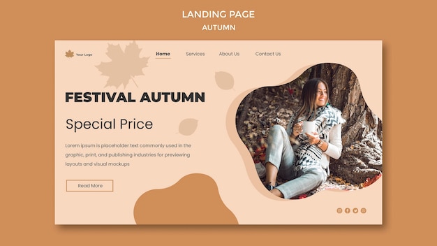 PSD gratuit modèle de page de destination automne