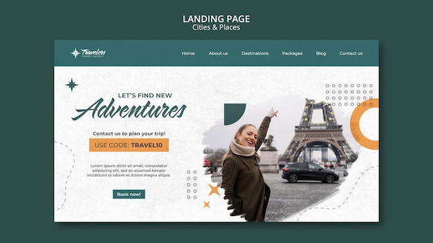 PSD gratuit modèle de page de destination d'aventure et de voyage