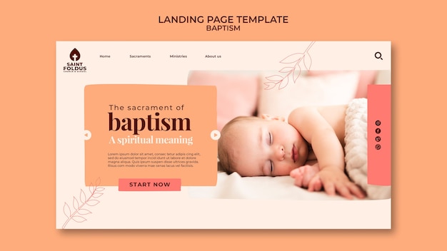 PSD gratuit modèle de page de destination de baptême design plat