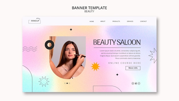 PSD gratuit modèle de page de destination de beauté avec des couleurs pastel dégradées